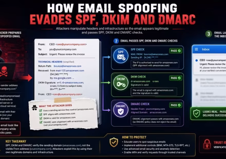 How Email Spoofing Evades SPF, DKIM and DMARC