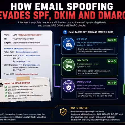 How Email Spoofing Evades SPF, DKIM and DMARC